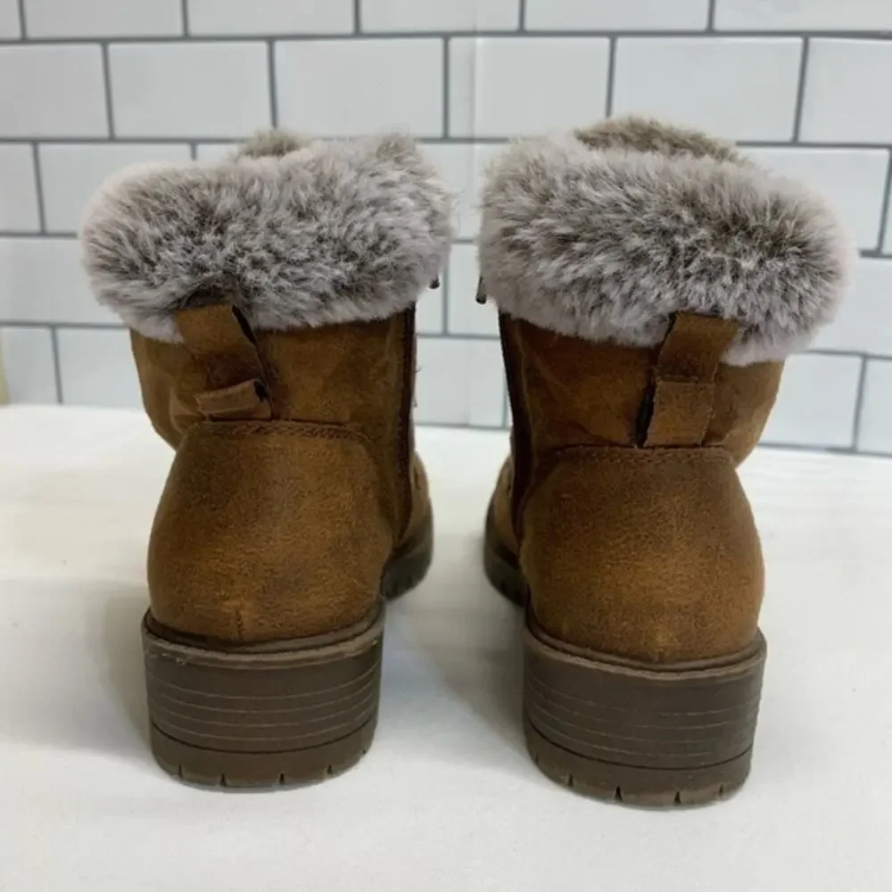 Madden Girl Toddler Girls Brown Faux Suede Faux Fur Lace Up Ankle Boots Sz 12